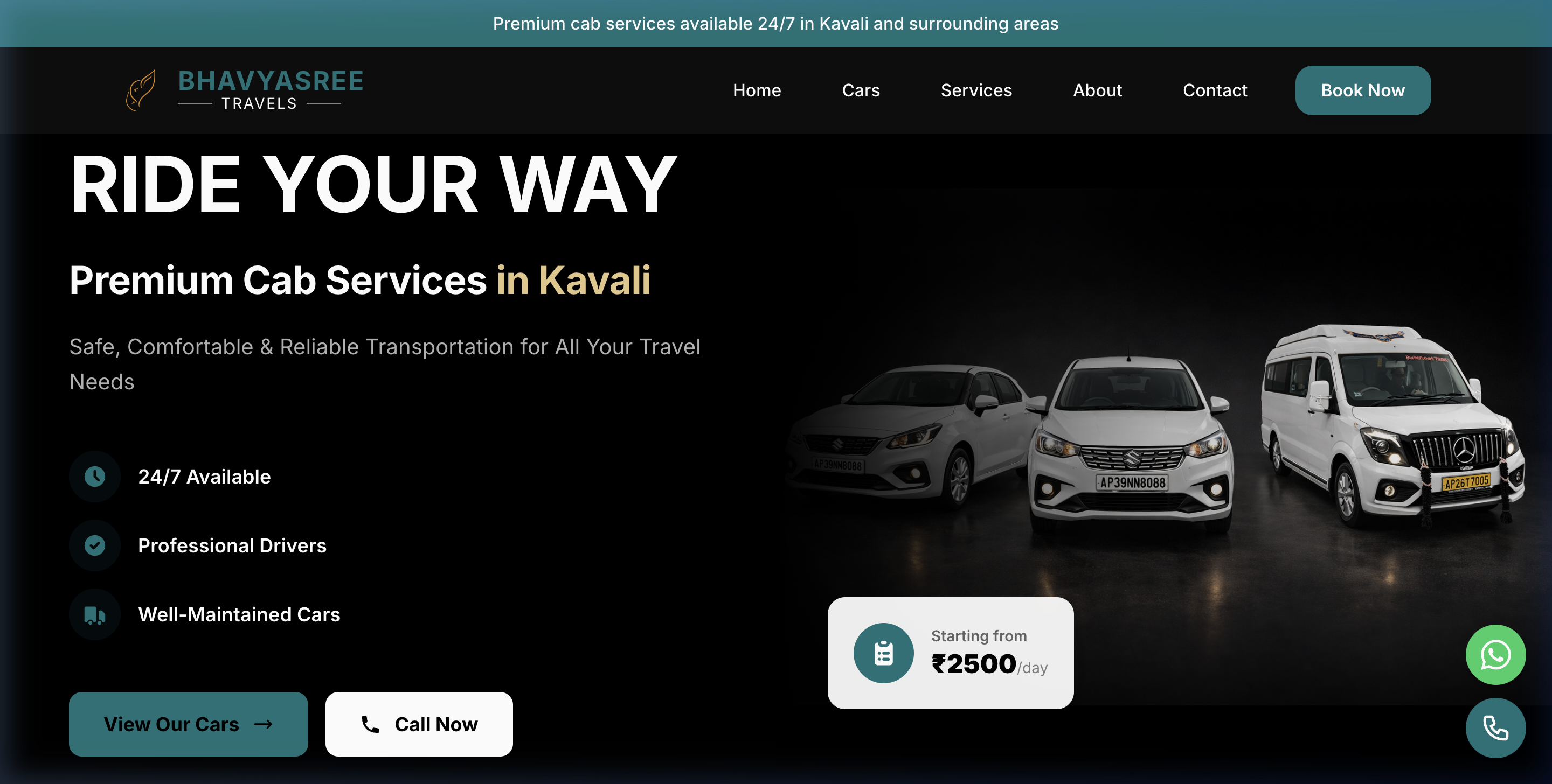 Bhavyasree Travels website by vcreate