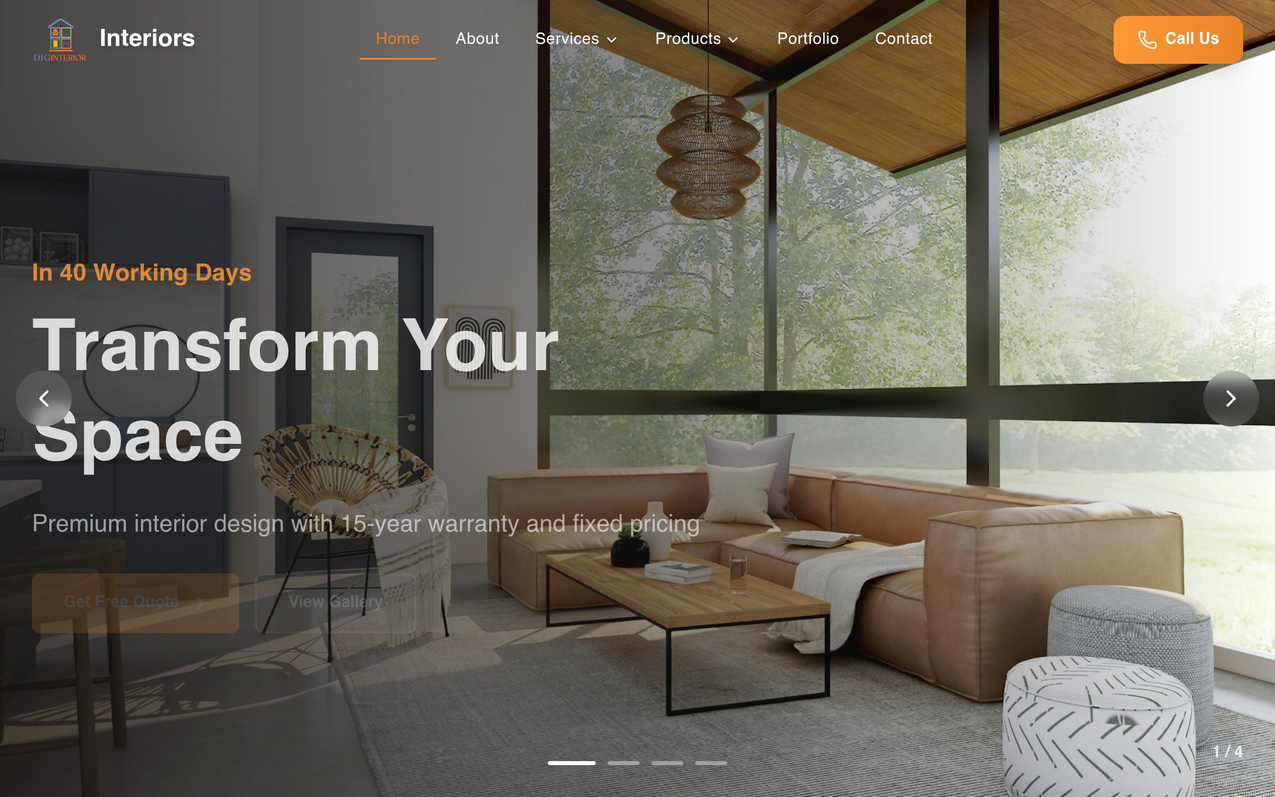 Dig Interiors website by vcreate