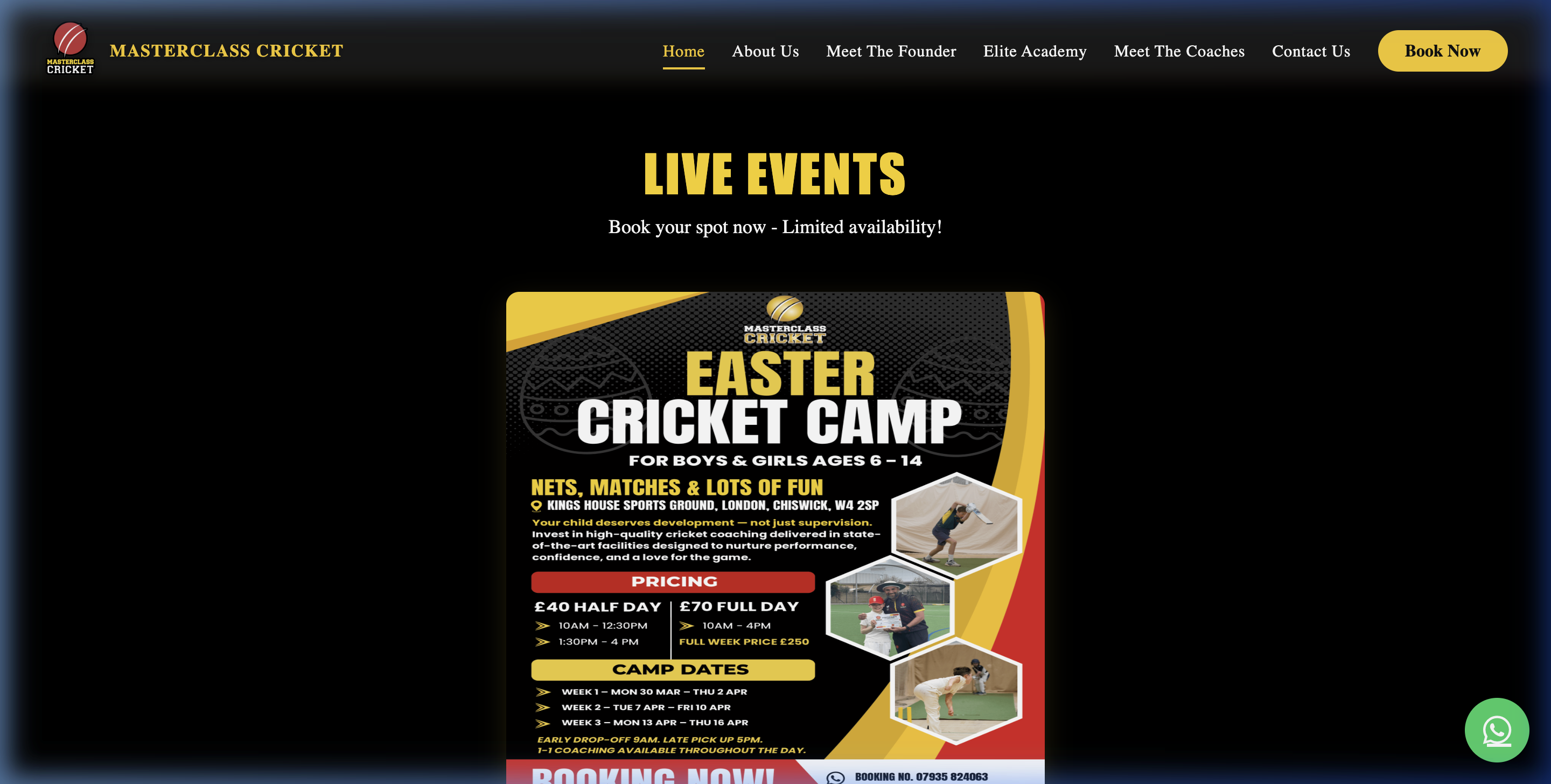 Masterclass Cricket website by vcreate